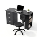 Artiss Office Desk & Chair Set 120cm Computer Desk with 3 Drawers & Open Shelves, Ergonomic Armless Office Chair with Wheels, Height Adjustable for Home Office Study