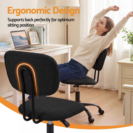 Artiss Office Desk & Chair Set 120cm Computer Desk with 3 Drawers & Open Shelves, Ergonomic Armless Office Chair with Wheels, Height Adjustable for Home Office Study