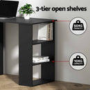 Artiss Office Desk & Chair Set 120cm Computer Desk with 3 Drawers & Open Shelves, Ergonomic Armless Office Chair with Wheels, Height Adjustable for Home Office Study