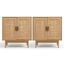 Artiss 2x Buffet Sideboard Cabinet Rattan Cupboard 2 Doors Storage Pantry BRIONY