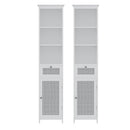 Artiss Bathroom Cabinet Storage X2 White Rattan 161cm
