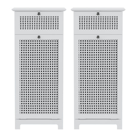 Artiss 2X Laundry Hamper Cabinet Bathroom Storage White Rattan