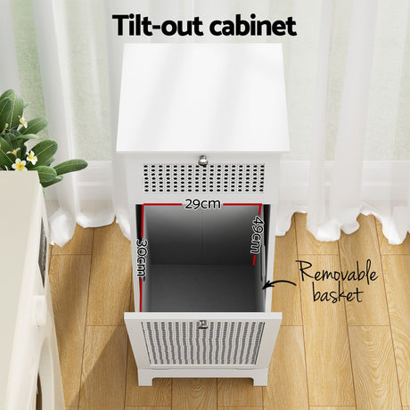 Artiss 2X Laundry Hamper Cabinet Bathroom Storage White Rattan