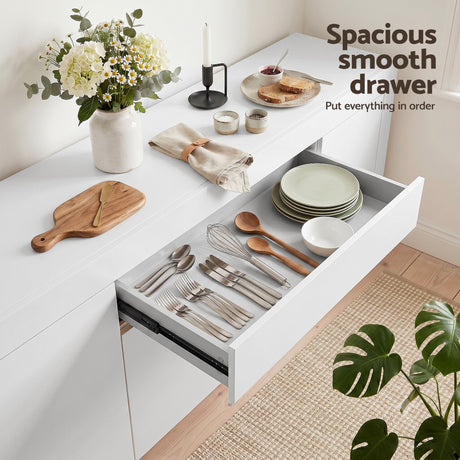 Artiss Buffet Sideboard Cabinet 180cm Cupboard Pantry Storage Drawer White DANA