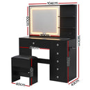 Artiss Dressing Table LED Vanity Desk Set Stool Black