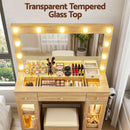 Artiss Dressing Table Vanity Desk Set LED Bulbs RGB Light Wood