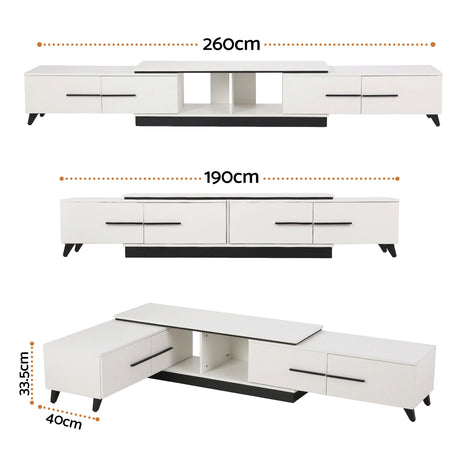 Artiss Extendable TV Cabinet Entertainment Unit Stand White
