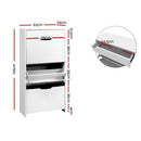 Artiss 2x Shoe Cabinet Organiser 3 Flip Drawer High Gloss White