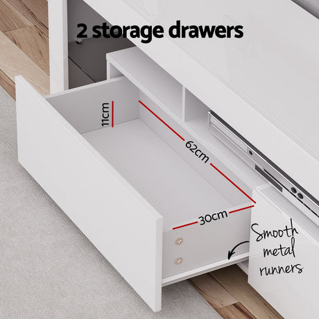 Artiss TV Cabinet Entertainment Unit Stand RGB LED Gloss Furniture 200cm White
