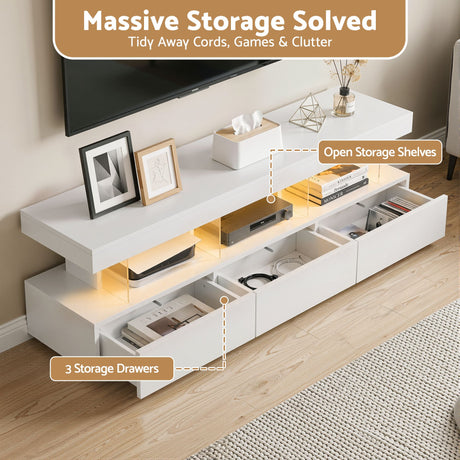 Artiss TV Unit LED 160CM Storage Drawer White