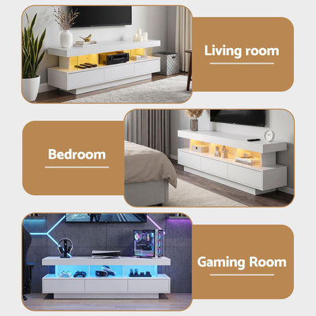 Artiss TV Unit LED 160CM Storage Drawer White