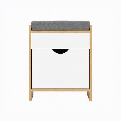 Artiss Storage Ottoman with Drawer 100kg Capacity Footrest Cushion Pine