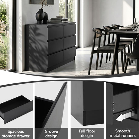 Artiss 6 Chest of Drawers Lowboy Black