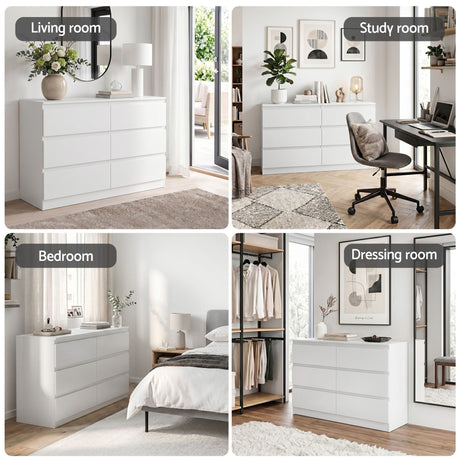 Artiss 6 Chest of Drawers Lowboy White