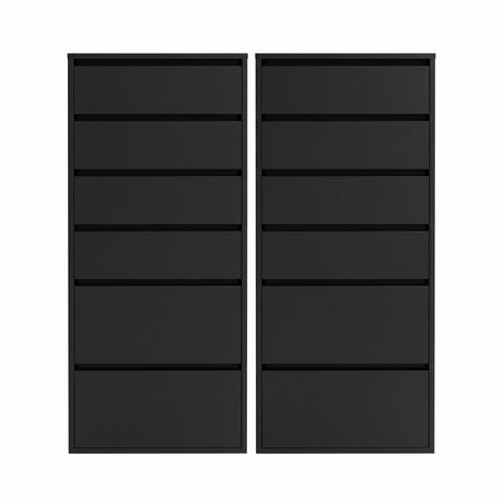 Artiss 2x Chest of 6 Drawers Dresser Tallboy Black