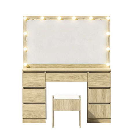 Artiss Dressing Table Vanity Desk Set Stool 12 Led Bulbs Wood
