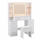 Artiss Dressing Table Vanity Desk Set Stool LED Charging Station White