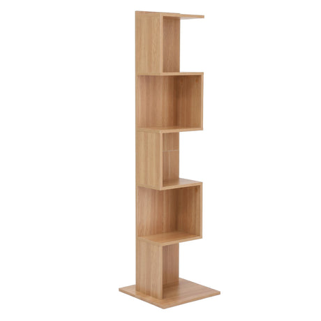 Artiss 5 Tiers Bookshelf S-shaped Bookcase Oak