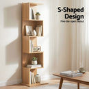 Artiss 5 Tiers Bookshelf S-shaped Bookcase Oak