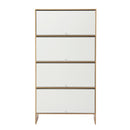 Artiss Narrow Shoe Cabinet Adjustable Shelves Flip-up Door White & Pine