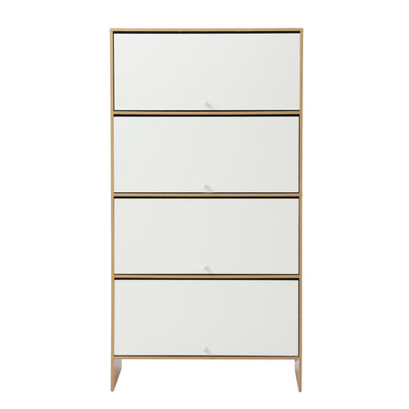 Artiss Narrow Shoe Cabinet Adjustable Shelves Flip-up Door White & Pine