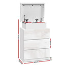 Artiss Bedside Table LED 3 Drawers - COLEY White