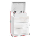 Artiss 2X Bedside Table LED 3 Drawers - COLEY White