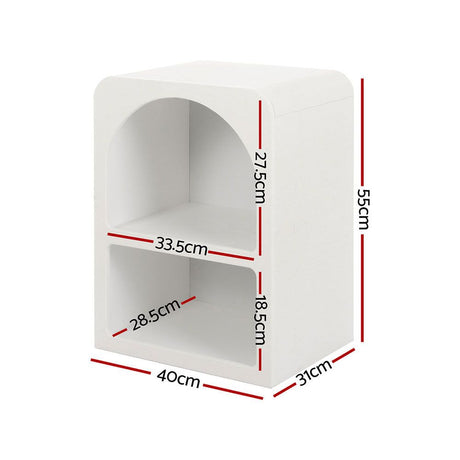 Artiss 2x Bedside Table 2 Shelves - ARCHED White