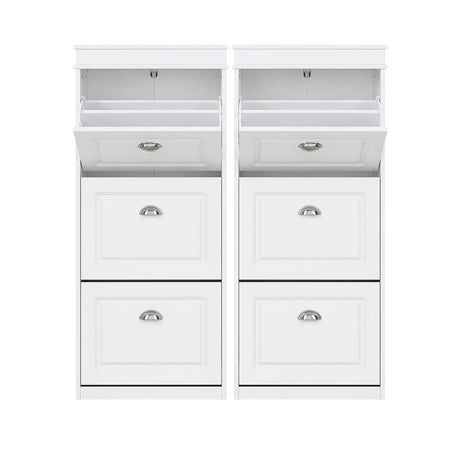 Artiss 2x Shoe Cabinet Storage Organiser 3 Flip Drawer White