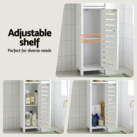 Artiss Bathroom Storage Cabinet 3-Tier Slim Toilet Paper Holder Organizer White