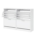 Artiss 2x Shoe Cabinet Storage Organiser 2 Flip Drawer White
