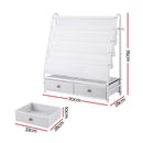 Keezi Kids Bookshelf Metal Storage Rack Toy Organiser Display Shelf Drawer White