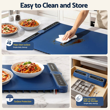 Devanti Food Warming Mat 60 x 38cm Electric Food Warmer With Timer