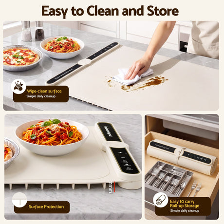 Devanti Food Warming Mat 60 x 38cm Electric Food Warmer With Timer White
