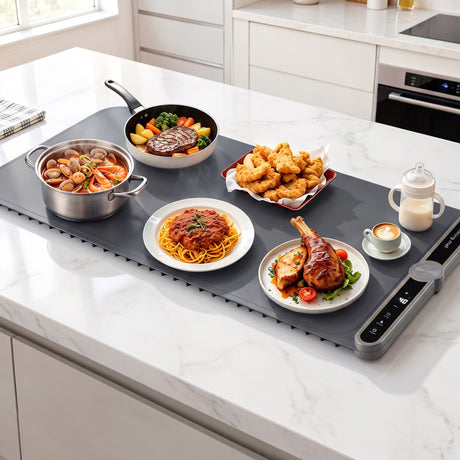 Devanti Food Warming Mat 80cm Electric Food Warmer Roll Up Buffet Tray Grey