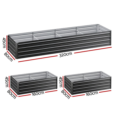 Green Fingers 2-in-1 Raised Garden Bed Kit Ergonomic 45cm Professional Depth 320cm Large Metal Planter Box | Easier Access Veggie Patch | Rust-Proof Galvanised Steel with Safe Rounded Corners & Gloves