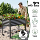 Green Fingers Mobile Raised Garden Bed With Wheels Storage Shelf 81cm Height for Vegetables Herb Charcoal
