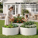 Green Fingers Round Metal Raised Garden Bed 90x45cm Planter Box White