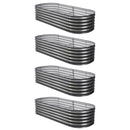 Green Fingers 4 Pcs Raised Garden Bed Kit Oval Galvanized Steel Planter Boxes 160x80x42cm, Heavy Duty Metal Elevated Garden Bed for Vegetables Flowers Herbs, with Safety Edging, Gloves & Pegs Included