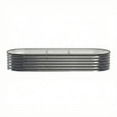 Green Fingers 3 Pcs Raised Garden Bed Kit Oval Galvanized Steel Planter Boxes 240x80x42cm, Heavy Duty Metal Elevated Garden Bed for Vegetables Flowers Herbs, with Safety Edging, Gloves & Pegs Included