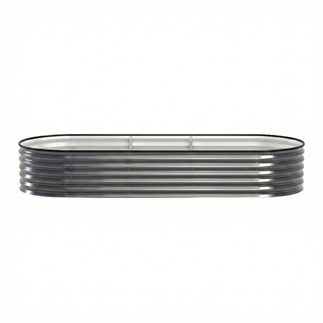 Green Fingers 4 Pcs Raised Garden Bed Kit Oval Galvanized Steel Planter Boxes 240x80x42cm, Heavy Duty Metal Elevated Garden Bed for Vegetables Flowers Herbs, with Safety Edging, Gloves & Pegs Included