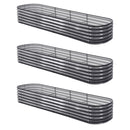 Green Fingers 3 Pcs Raised Garden Bed Kit Oval Galvanized Steel Planter Boxes 320x80x42cm, Heavy Duty Metal Elevated Garden Bed for Vegetables Flowers Herbs, with Safety Edging, Gloves & Pegs Included