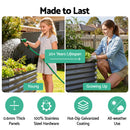 Green Fingers 3 Pcs Raised Garden Bed Kit Oval Galvanized Steel Planter Boxes 320x80x42cm, Heavy Duty Metal Elevated Garden Bed for Vegetables Flowers Herbs, with Safety Edging, Gloves & Pegs Included