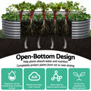 Green Fingers 4 Pcs Raised Garden Bed Kit Oval Galvanized Steel Planter Boxes 320x80x42cm, Heavy Duty Metal Elevated Garden Bed for Vegetables Flowers Herbs, with Safety Edging, Gloves & Pegs Included