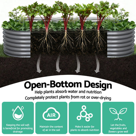 Green Fingers Garden Bed 240X80X56cm Oval Planter Box