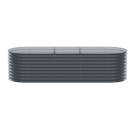 x2 Green Fingers Raised Garden Bed Kit Planter Oval Galvanised Steel 240cmX80cmX56cm