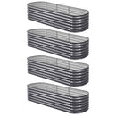 Green Fingers 4 Pcs Raised Garden Bed Kit Oval Galvanized Steel Planter Boxes 240x80x56cm, Heavy Duty Metal Elevated Garden Bed for Vegetables Flowers Herbs, with Safety Edging, Gloves & Pegs Included