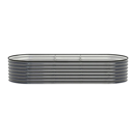 Green Fingers 4 Pcs Raised Garden Bed Kit Oval Galvanized Steel Planter Boxes 240x80x56cm, Heavy Duty Metal Elevated Garden Bed for Vegetables Flowers Herbs, with Safety Edging, Gloves & Pegs Included