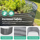 Green Fingers 4 Pcs Raised Garden Bed Kit Oval Galvanized Steel Planter Boxes 240x80x56cm, Heavy Duty Metal Elevated Garden Bed for Vegetables Flowers Herbs, with Safety Edging, Gloves & Pegs Included
