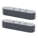 2x Green Fingers Raised Garden Bed 320X80X56cm Oval Planter Box